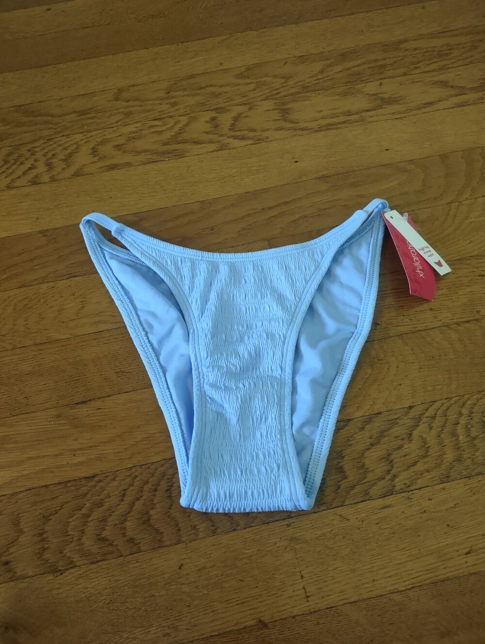 NWT light blue ruched strappy cheeky bikini bottoms from xhilaration small
